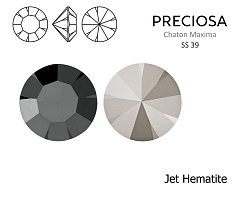 шатон preciosa maxima ss39 "jet hematite" с мелкими дефектами, кристаллы swarovski и preciosa с мелкими дефектами