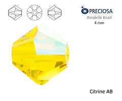 биконусы preciosa 4 мм "citrine ab" (15 шт), биконусы