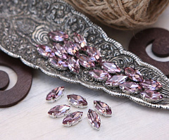 наветт 10х5 мм "светлый аметист/серебро" премиум, наветт (navette)