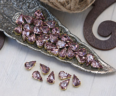 слеза 10х6 мм "светлый аметист/золото" премиум, слеза (xilion pear)