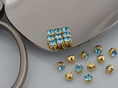 шатоны preciosa mxm ss12 "aquamarine/золото" (10 шт), шатоны в оправе maxima