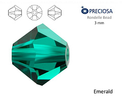 биконусы preciosa 3 мм "emerald" (15 шт), биконусы