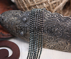 стразовая цепь ss6 (2 мм) "черный/серебро", стразовая цепь