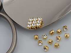 шатоны preciosa mxm ss12 "кристалл/золото" (10 шт), шатоны в оправе maxima