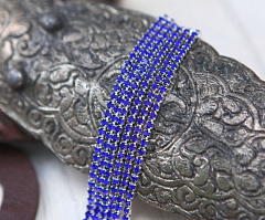 стразовая цепь ss8 (3 мм) "сапфир/серебро" (50 cм), стразовая цепь