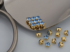 шатоны preciosa mxm ss12 "lt. sapphire/золото" (10 шт), шатоны в оправе maxima