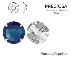 шатоны preciosa rose mxm ss10 "montana/серебро" (10 шт), шатоны в оправе rose maxima