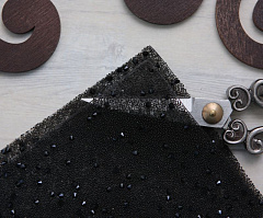 кристальная ткань классик 4х4 см "черный" , кристальная ткань, шнур