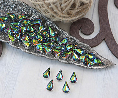 слеза 10х6 мм "витражный средний/серебро" премиум, слеза (xilion pear)