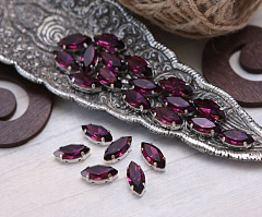 наветт 10х5 мм "аметист/серебро" премиум, наветт (navette)