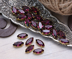 наветт 12х6 мм "аметист/золото" премиум, наветт (navette)