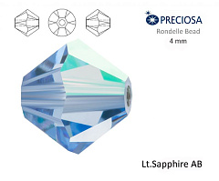 биконусы preciosa 4 мм "lt. sapphire ab" (15 шт), биконусы