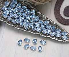 капля 10х7 мм "светлый сапфир/серебро" премиум, капля (drop)