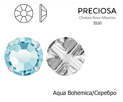 шатоны preciosa rose mxm ss10 "aqua bohemica/серебро" (10 шт), шатоны в оправе rose maxima