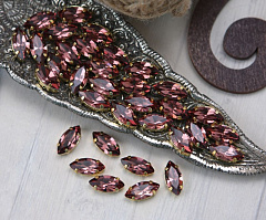 наветт 10х5 мм "бургунди/золото" премиум, наветт (navette)