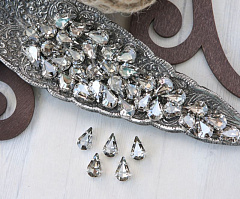 слеза 13х8 мм "серебряная тень/золото" премиум, слеза (xilion pear)