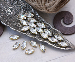 наветт 12x6 мм "кристалл/золото" премиум, наветт (navette)