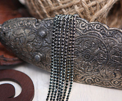 стразовая цепь ss8 (3 мм) "черный/серебро" (50 cм), стразовая цепь