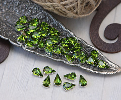 слеза 13х8 мм "оливин/серебро" премиум, слеза (xilion pear)