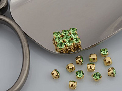 шатоны preciosa mxm ss12 "peridot/золото" (10 шт), шатоны в оправе maxima