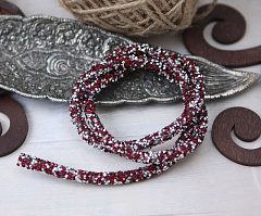 кристальный шнур 0,7х5 см "марун/серебро" , кристальная ткань, шнур