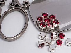 шатоны preciosa mxm ss16 "ruby/серебро" (10 шт), шатоны в оправе maxima