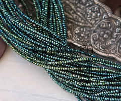 рондели 1х2 мм "зеленый хамелион", рондели