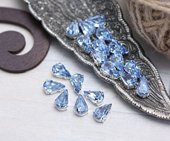 слеза 10х6 мм "светлый сапфир/серебро" премиум, слеза (xilion pear)