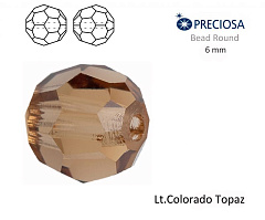 бусина круглая preciosa mxm 6 мм "lt.colorado topaz", бусины круглые