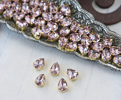 капля 10х7 мм "светлый аметист/золото" премиум, капля (drop)