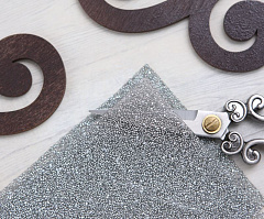 кристальная ткань классик 4х4 см "серебро" , кристальная ткань, шнур