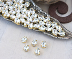 капля 10х7 мм "кристалл/золото" премиум, капля (drop)