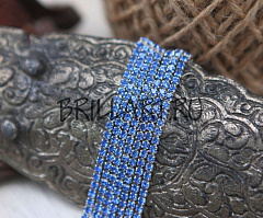 стразовая цепь ss6 (2 мм) "лайт сапфир/серебро" (1 м), стразовая цепь