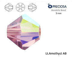 биконусы preciosa 3 мм "lt. amethyst ab" (15 шт), биконусы