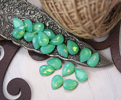 капля 14x10 мм "зеленый опал" премиум, капля (drop)