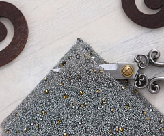 кристальная ткань глэм 4х4 см "серый/золото" , кристальная ткань, шнур